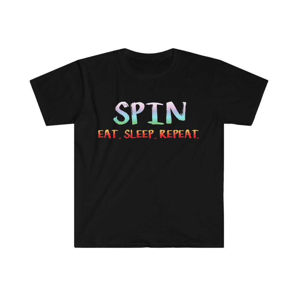 SPIN. Eat. Sleep. Repeat - Rainbow 4 - Color Guard - Unisex Softstyle T-Shirt