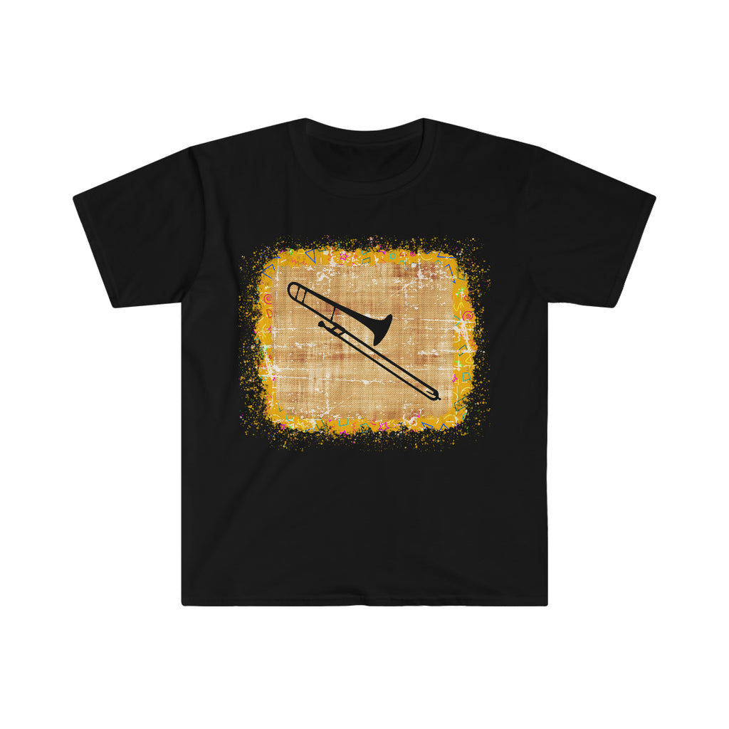 Vintage Yellow Burlap - Trombone - Unisex Softstyle T-Shirt
