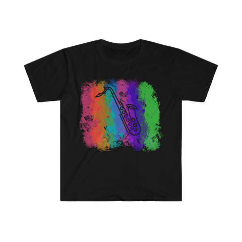 Vintage Rainbow Cloud - Tenor Sax - Unisex Softstyle T-Shirt