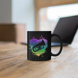 Vintage Rainbow Cloud Heart - Tuba - 11oz Black Mug