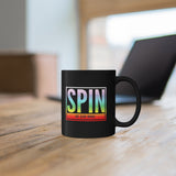 SPIN. Eat. Sleep. Repeat - Rainbow - Color Guard - 11 oz Black Mug