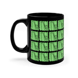 Vintage Green Glitter Dots - Alto Sax - 11oz Black Mug - Pattern