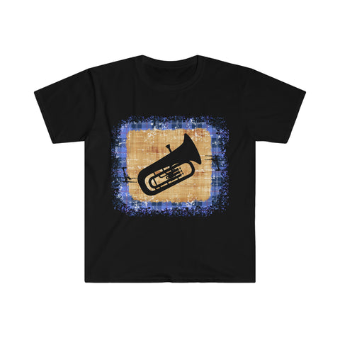 Vintage Blue Burlap - Tuba - Unisex Softstyle T-Shirt