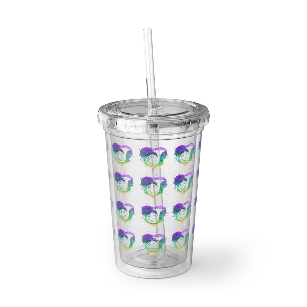 Vintage Rainbow Cloud Heart - French Horn - Suave Acrylic Cup - Pattern