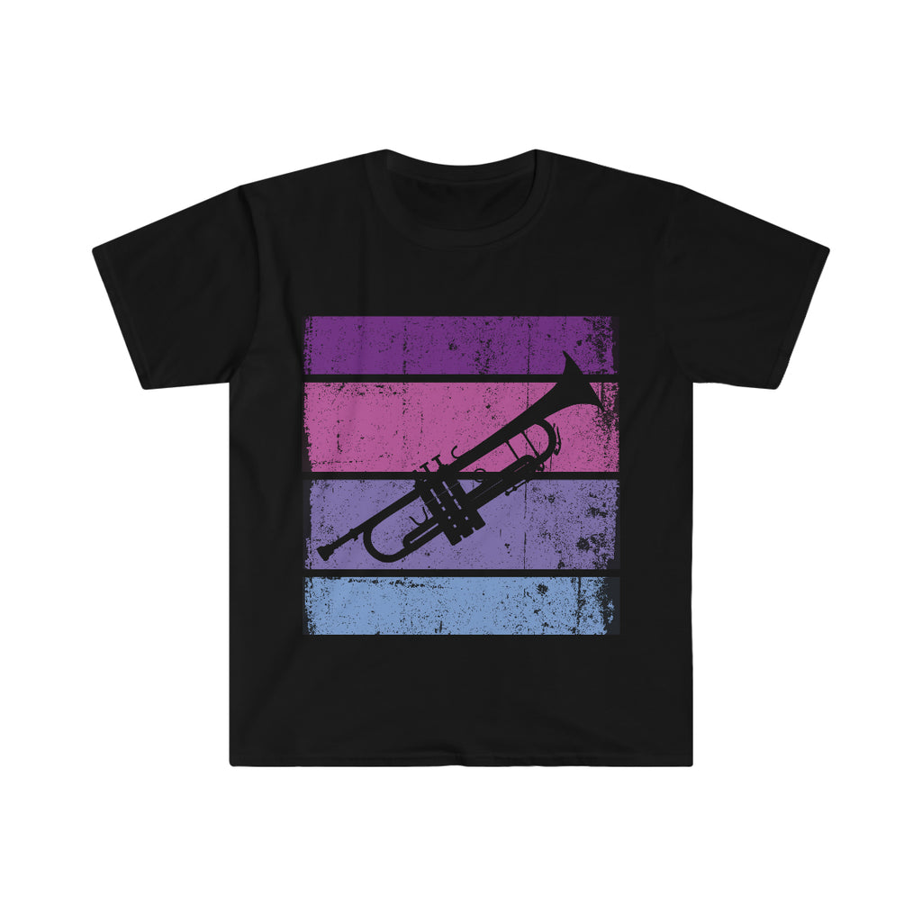 Vintage Grunge Purple Lines - Trumpet - Unisex Softstyle T-Shirt