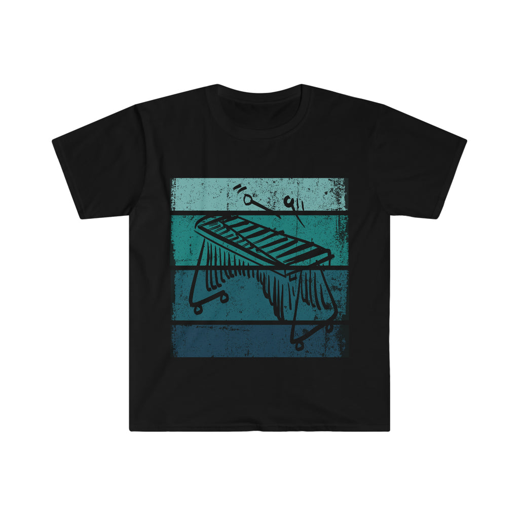 Vintage Grunge Blue Lines - Marimba - Unisex Softstyle T-Shirt
