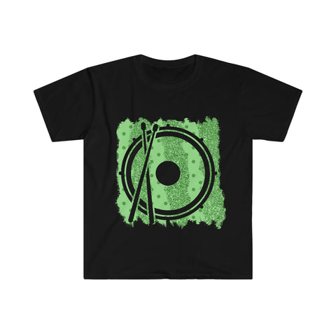 Vintage Green Glitter Dots - Snare Drum - Unisex Softstyle T-Shirt