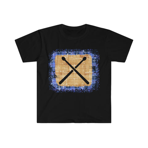 Vintage Blue Burlap - Drumsticks - Unisex Softstyle T-Shirt