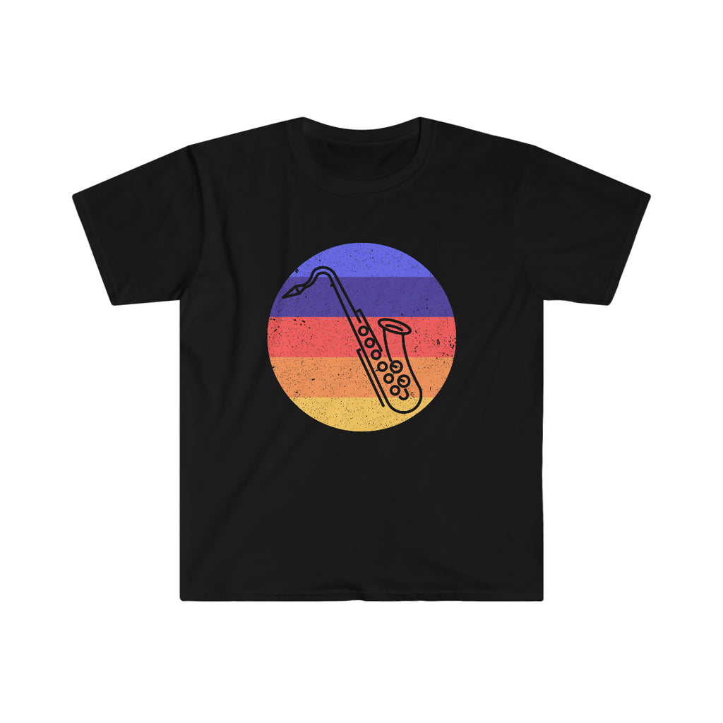 Vintage Grunge Circle Sunset - Tenor Sax - Unisex Softstyle T-Shirt