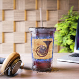 Vintage Blue Burlap - French Horn - Suave Acrylic Cup