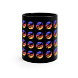 Vintage Grunge Circle Sunset - Tuba - 11oz Black Mug - Pattern