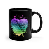Vintage Rainbow Cloud Heart - Alto Sax - 11oz Black Mug