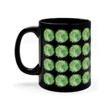 Vintage Green Cloud - Tenor Sax - 11oz Black Mug - Pattern