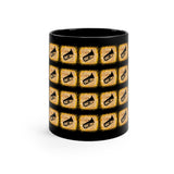 Vintage Yellow Burlap - Tuba - 11oz Black Mug - Pattern