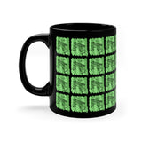 Vintage Green Glitter Dots - Marimba - 11oz Black Mug - Pattern