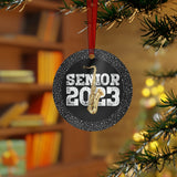Senior 2023 - White Lettering - Tenor Sax - Metal Ornament