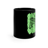 Vintage Green Glitter Dots - Marimba - 11oz Black Mug