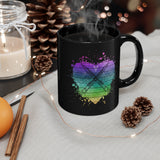 Vintage Rainbow Cloud Heart - Oboe - 11oz Black Mug
