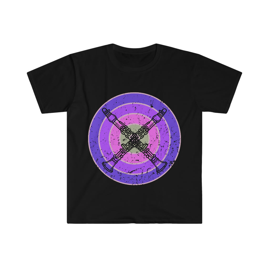Vintage Grunge Purple Circle - Clarinet - Unisex Softstyle T-Shirt