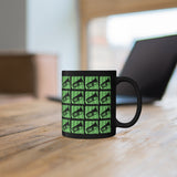 Vintage Green Glitter Dots - Tuba - 11oz Black Mug - Pattern