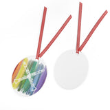 Vintage Rainbow Paint - Clarinet - Metal Ornament