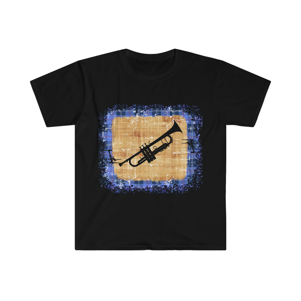 Vintage Blue Burlap - Trumpet - Unisex Softstyle T-Shirt