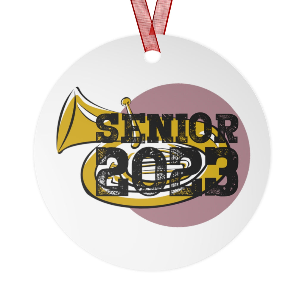 Senior 2023 - Black Lettering - Tuba - Metal Ornament
