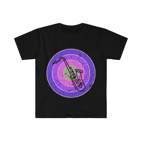 Vintage Grunge Purple Circle - Tenor Sax - Unisex Softstyle T-Shirt