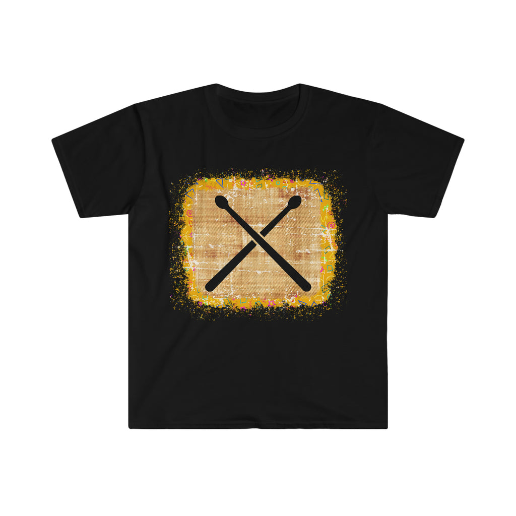 Vintage Yellow Burlap - Drumsticks - Unisex Softstyle T-Shirt
