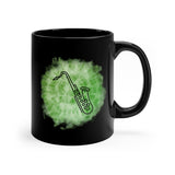 Vintage Green Cloud - Tenor Sax - 11oz Black Mug