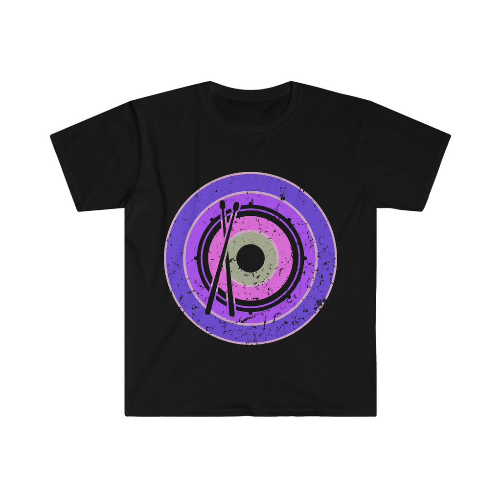 Vintage Grunge Purple Circle - Snare Drum - Unisex Softstyle T-Shirt