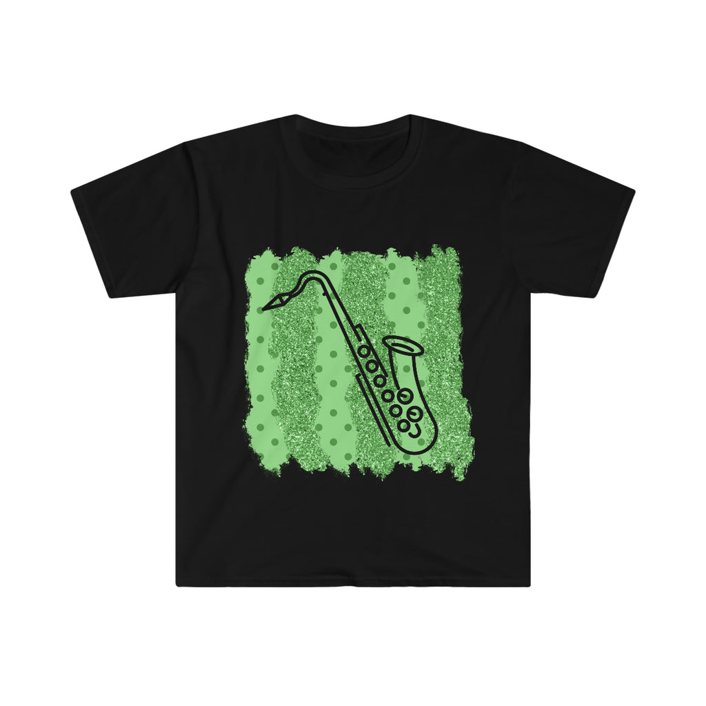 Vintage Green Glitter Dots - Tenor Sax - Unisex Softstyle T-Shirt