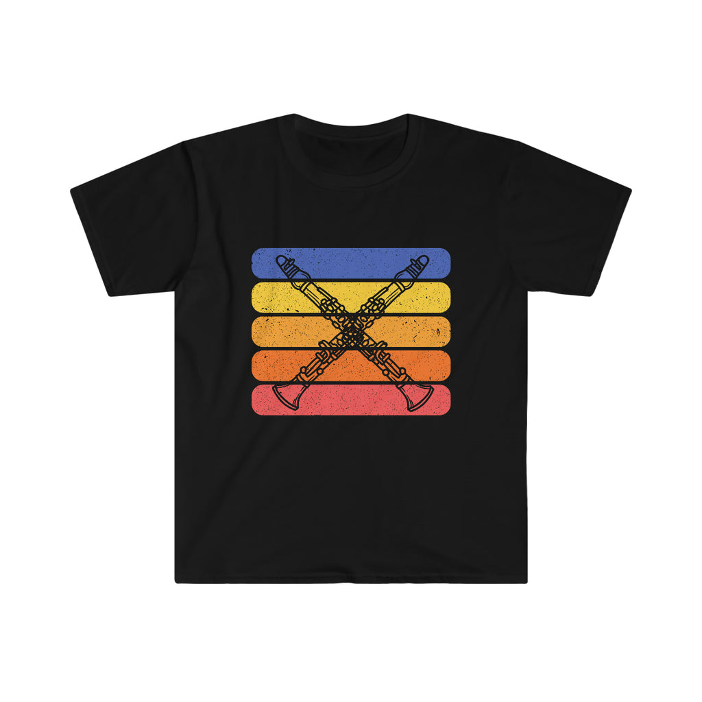 Vintage Grunge Lines Sunset - Clarinet - Unisex Softstyle T-Shirt