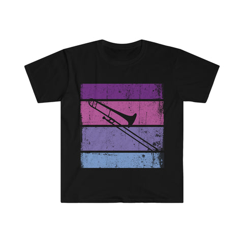 Vintage Grunge Purple Lines - Trombone - Unisex Softstyle T-Shirt
