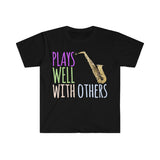 Plays Well With Others - Alto Sax - Unisex Softstyle T-Shirt