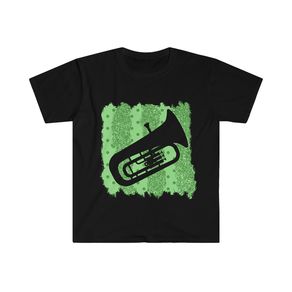 Vintage Green Glitter Dots - Tuba - Unisex Softstyle T-Shirt