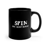 SPIN. Eat. Sleep. Repeat - Color Guard - 11oz Black Mug
