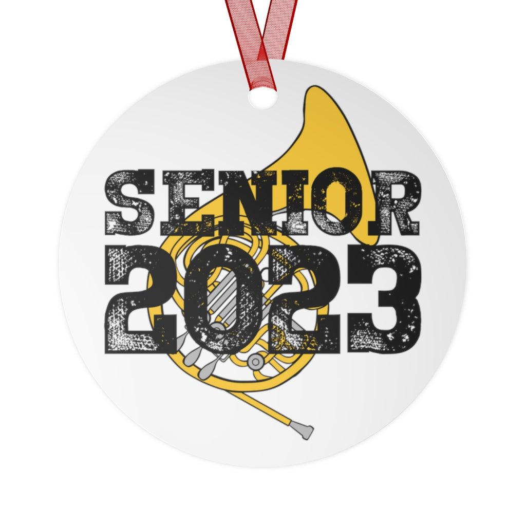 Senior 2023 - Black Lettering - French Horn - Metal Ornament