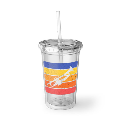 Vintage Grunge Lines Sunset - Trumpet - Suave Acrylic Cup