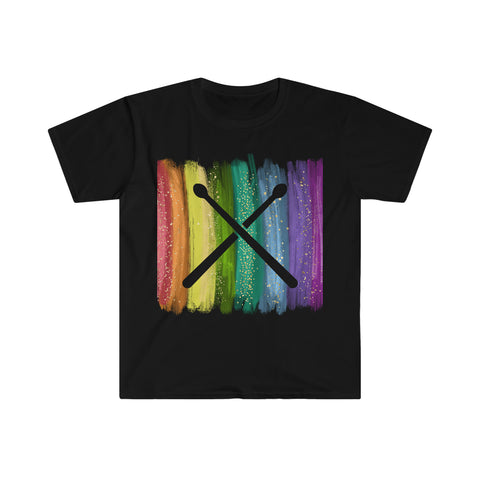Vintage Rainbow Paint - Drumsticks - Unisex Softstyle T-Shirt