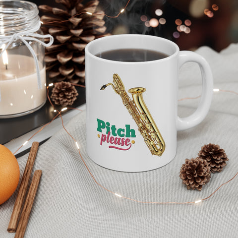 [Pitch Please] Baritone Saxophone - 11oz White Mug