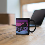 Vintage Grunge Purple Lines - Tuba - 11oz Black Mug
