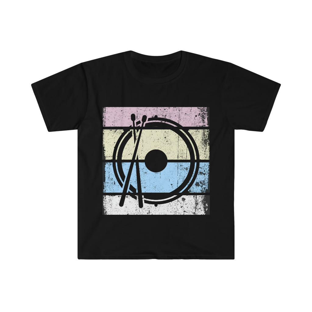 Vintage Grunge Pastel Lines - Snare Drum - Unisex Softstyle T-Shirt