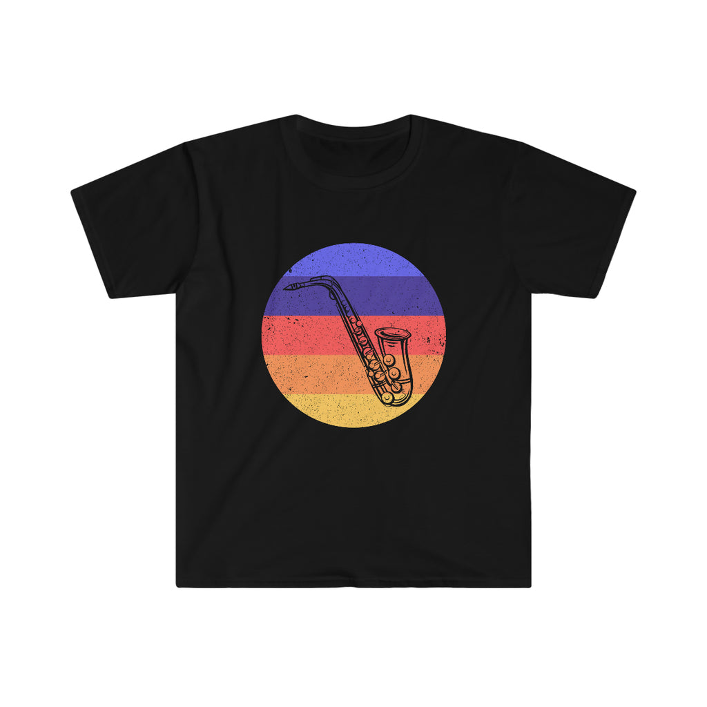 Vintage Grunge Circle Sunset - Alto Sax - Unisex Softstyle T-Shirt