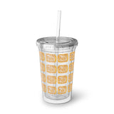 Vintage Yellow Burlap - Bass Drum - Suave Acrylic Cup - Pattern