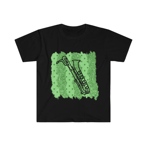Vintage Green Glitter Dots - Bari Sax - Unisex Softstyle T-Shirt