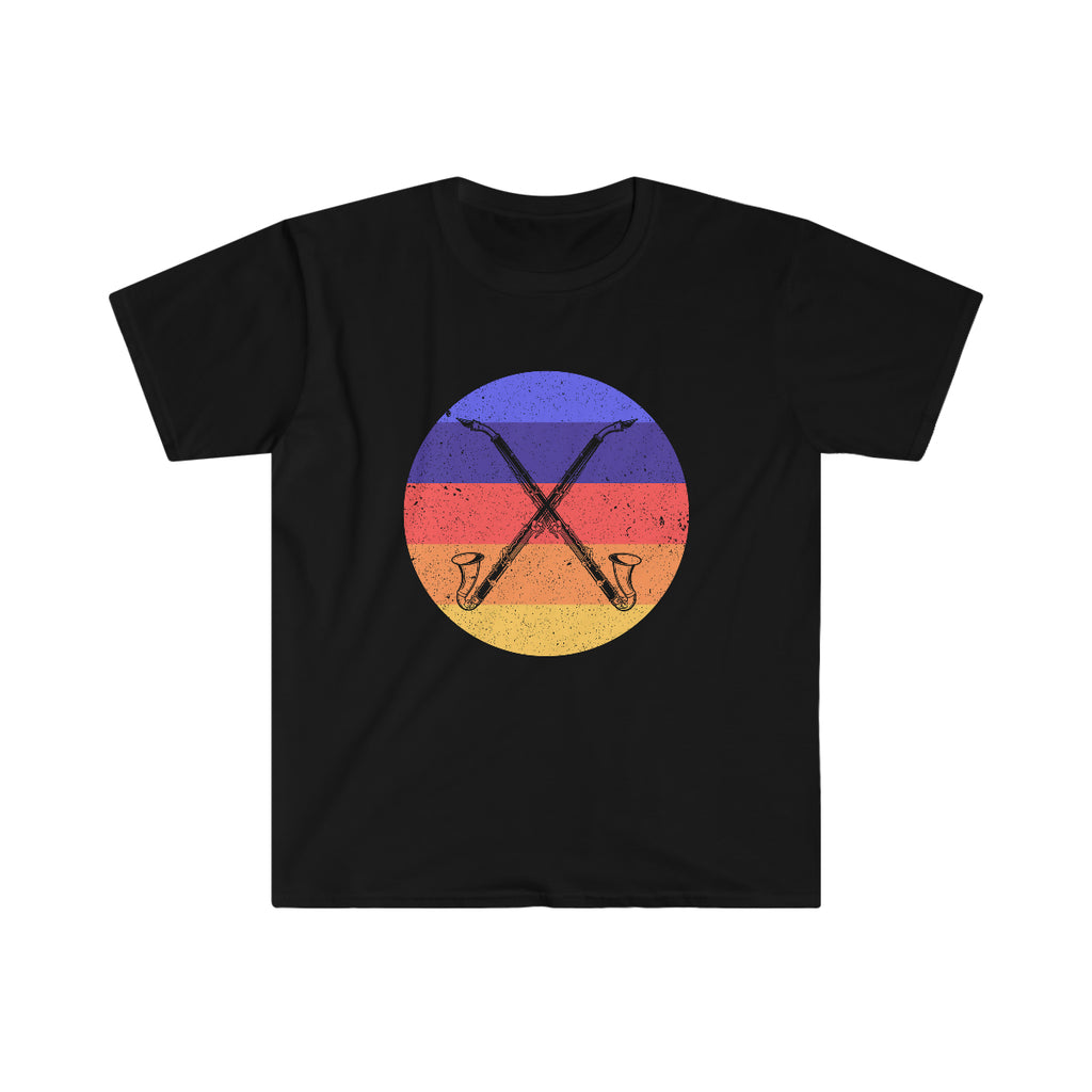 Vintage Grunge Circle Sunset - Bass Clarinet - Unisex Softstyle T-Shirt