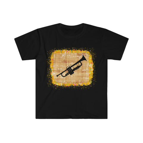 Vintage Yellow Burlap - Trumpet - Unisex Softstyle T-Shirt
