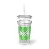 Vintage Green Glitter Dots - Color Guard - Suave Acrylic Cup