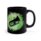 Vintage Green Cloud - Tuba - 11oz Black Mug